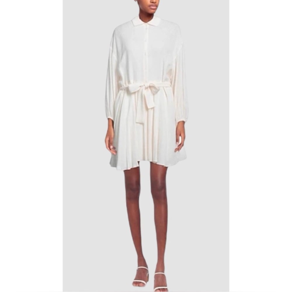 MAJE | $374 Rialto Ivory Textured Long Sleeve Belted Mini Dress, Size 4 (EU 36) - Picture 12 of 12